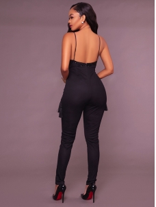Black Fashion Sleeveless Regular Jumpsuits 