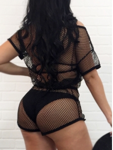 Black Gauze Solid Regular Jumpsuits