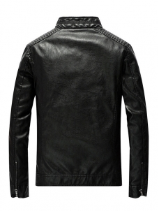 Black Mens Leather and Faux Leather Coat