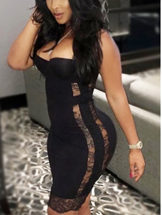Black Off Shoulder Hollow-out Bodycon Dress