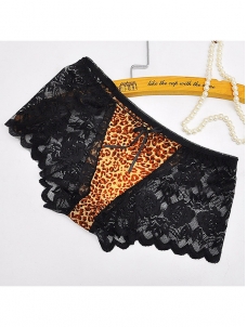 Black One Size Floral Printing Lace Panties