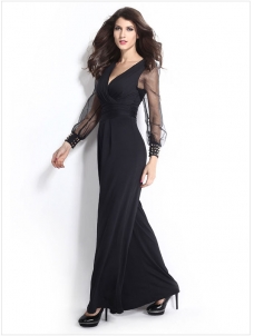 Black One Size Lace Long Sleeve Jumpsuit
