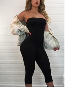 Black Qmilch Solid Skinny Jumpsuits