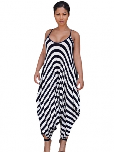 Black Qmilch Striped Loose Jumpsuits