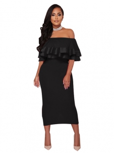 Black S-XXL Sexy Off Shoulder Maxi Dress