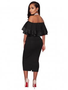 Black S-XXL Sexy Off Shoulder Maxi Dress