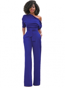 Blue Euramerican Navy Knitting Jumpsuits