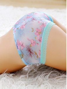 Blue One Size Floral Print Panties