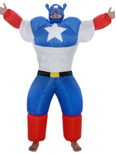 Blue One Size Inflatable American Captain Mascot Costume