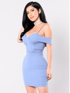 Blue S-XL Sexy Women Bodycon Dress