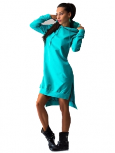 Blue Side Split Asymmetrical Casual Dress