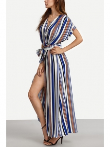 Chiffon Casual V Neck Short Sleeve Dresses