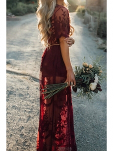 Cotton Vintage V Neck Short Sleeve Dresses