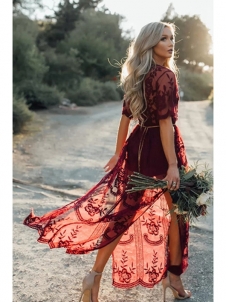 Cotton Vintage V Neck Short Sleeve Dresses