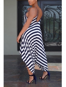 Dark Blue Qmilch Striped Loose Jumpsuits