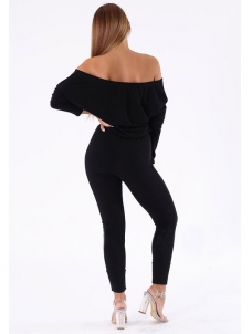 Euramerican Dew Shoulder Lace-up Jumpsuits 