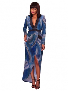 Euramerican Printed  Blue Healthy Fabric Dress 