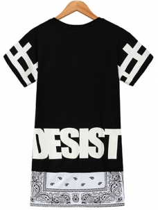 Fashion Short Sleeves Print  Zipper  Casual Dress 