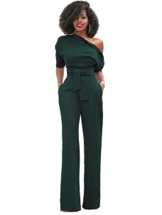 Green Euramerican Navy Knitting Jumpsuits