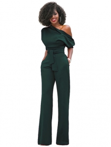 Green Euramerican Navy Knitting Jumpsuits