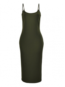 Green Euramerican Sleeveless Sheath Mid Dress  