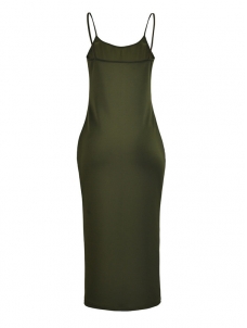 Green Euramerican Sleeveless Sheath Mid Dress  