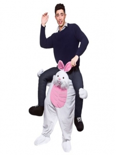 Grey One Size Easter Bunny Carry Me Mascot Costume