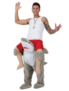 Grey One Size Shark Carry Me Mascot Costume