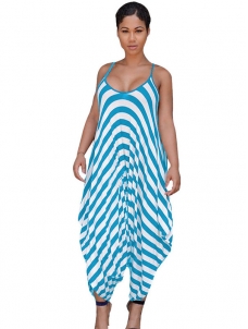 Light Blue Qmilch Striped Loose Jumpsuits