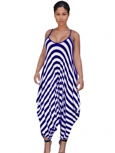 Purple Qmilch Striped Loose Jumpsuits