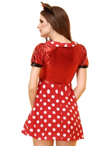 Red One Size Lovely White Flowers Mickey Costume