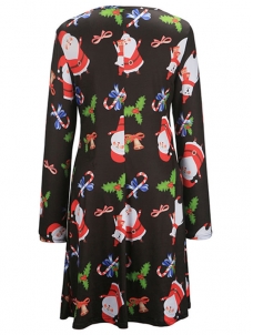 Round Neck Long Sleeves Christmas Dress