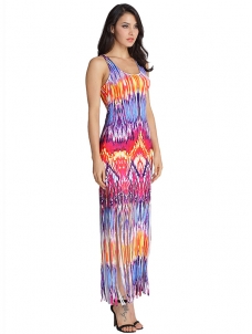 Round Neck Tassel Ankle Length Maxi Dress 