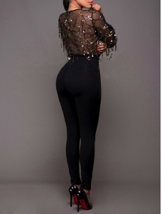 Sexy Deep V Neck Sequined Jumpsuits 