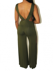 Sexy Kick Pleat Green One-piece Jumpsuits 