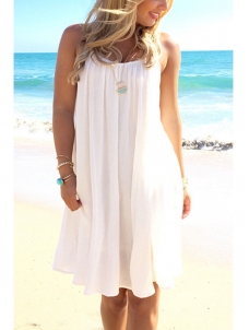 Sexy Round Neck Backless Chiffon Casual Dress