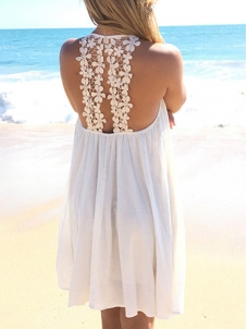 Sexy Round Neck Backless Chiffon Casual Dress