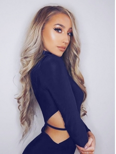 Sexy Round Neck Hollow-out  Sheath Bodycon Dress 