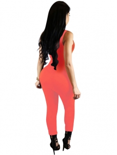 Sexy Round Neck Hollow-out Fluorescein Jumpsuits 