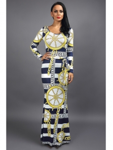 Trendy Boat Neck  Digital Printing  Dress