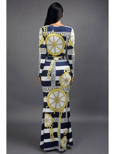 Trendy Boat Neck  Digital Printing  Dress