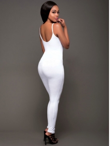 White Contracted Style Spaghetti Strap Jumpsuits