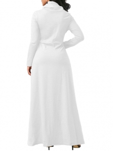 White Long Sleeve Cowl Neck Maxi Dress