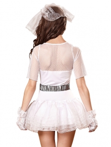 White M&L Women Cosplay Bride Costume