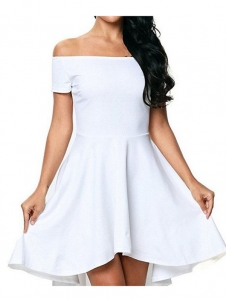 White S-3XL Fashion Women Off Shoulder Dress