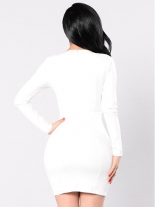 White S-XL Side Split Bodycon Dress