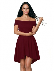 Wine Red S-3XL Fashion Women Off Shoulder Dress