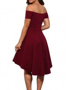 Wine Red S-3XL Fashion Women Off Shoulder Dress