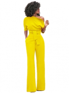 Yellow Euramerican Navy Knitting Jumpsuits