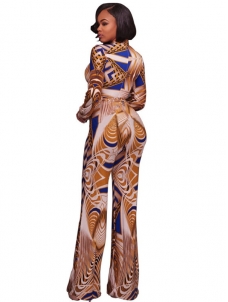 Yellow Euramerican Printed One-piece Jumpsuits